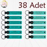 MiaWiki Üzerine İsim Yazılan Deri Anahtarlık 38'li Set, Standart, MH-KAN9083X38, Koyu Turkuaz & Turkuaz, üniseks-yetişkin