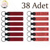 MiaWiki Üzerine İsim Yazılan Deri Anahtarlık 38'li Set, Standart, MH-KAN9095X38, Kırmızı & Nar Çiçeği, üniseks-yetişkin