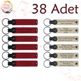 MiaWiki Üzerine İsim Yazılan Deri Anahtarlık 38'li Set, Standart, MH-KAN9099X38, Kırmızı & Sütlü Kahve, üniseks-yetişkin