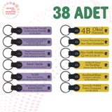 MiaWiki Üzerine İsim Yazılan Deri Anahtarlık 38'li Set, Standart, MH-KAN9115X38, Mor Menekşe & Sarı, üniseks-yetişkin