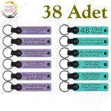 MiaWiki Üzerine İsim Yazılan Deri Anahtarlık 38'li Set, Standart, MH-KAN9117X38, Mor Menekşe & Turkuaz, üniseks-yetişkin