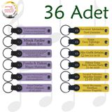 MiaWiki Üzerine İsim Yazılı Anahtarlık 36'lı Set, Standart, MH-KAN9115X36, Mor Menekşe & Sarı, üniseks-yetişkin