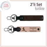 MiaWiki Yazı Eklenebilir Deri Anahtarlık Futbol Figürlü, Standart, MH-KAN-39413x2, koyu kahve-yavru ağzı, üniseks-yetişkin