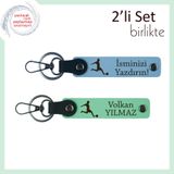 MiaWiki Yazı Eklenebilir Deri Anahtarlık Futbol Temalı, Standart, MH-KAN-39379x2, gök mavi-açık yeşil, erkek