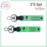 MiaWiki Yazı Eklenebilir Deri Anahtarlık Seti, Standart, MH-KAN-38885x2, açık yeşil-fıstık yeşil, erkek
