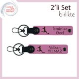 MiaWiki Yazı Eklenebilir Deri Tasarım Anahtarlık, Standart, MH-KAN-39516x2, pembe-pembe, üniseks-yetişkin