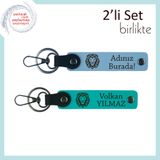 MiaWiki Yazılabilir 2'li Anahtarlık Seti Aslan Desenli, Standart, MH-KAN-38312x2, gök mavi-koyu turkuaz, erkek