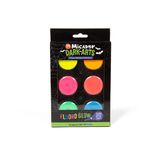 Micador Dark Arts Neon Glow Yıkanabilir Boya Diskleri, 6 Renkli Set - Son derece canlı neon renklerle çocuklar tempera boyama - Siyah ışık altında parlar - Yaş 3+