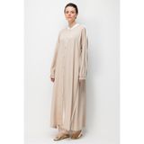 Micca %100 Doğal LyoCELL Dökümlü Soft Hissiyat Spor Bant Detaylı Maxi Tunik Ferace-Taş