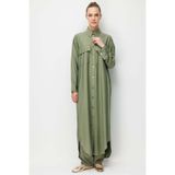 Micca %85 LyoCELL Düğme ve Aksesuar Detaylı Maxi Tunik Elbise-Haki
