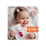 Miccolatte Bebek El Yapımı Örgü Kalp Mini Klips 5'li Toka Seti(3.5cm)