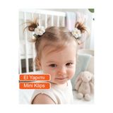 Miccolatte Kız Bebek Örgü Papatya Toka 2'li - Mini Klips Bebek Saç Tokası (3.5cm)