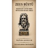 miceda art studio ZEUS BÜSTÜ DEKORATİF ANTİK YUNAN MİTOLOJİK HEYKEL BİBLO EL YAPIMI EV OFİS DEKORU