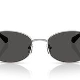 Michael Kors Eyewear Kadın Mk1161 Monte Carlo Oval Güneş Gözlüğü, Gümüş/Koyu Gri Katı, 56 mm