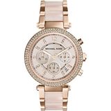 Michael Kors Kadın Analog Kol Saati – Kronometre ve Takvim, Seramik Kordon, Çelik Kasa, 10 ATM Su Geçirmez, Pembe Altın