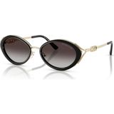 Michael Kors Mk 1179 30058G 53 Kadın Güneş Gözlüğü Oval Metal Çerçeve Siyah - Altın UV 400 Koruma