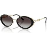Michael Kors Mk 1179 30058G 53 Kadın Güneş Gözlüğü Oval Metal Çerçeve Siyah - Altın UV 400 Koruma