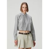 Michael Michael Kors Siyah Beyaz Çizgili Crop Poplin Oxford Gömlek - Siyah - Beyaz - XS