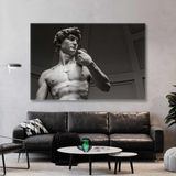 Michelangelo Davud Heykeli David Statues Heykel Taş Yatay Kanvas Tablo - 150 X 100