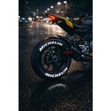 Michelin Motosiklet Ve Otomobil Araç 3D Oto Lastik Yazısı 4 Adet Sticker Arma Seti