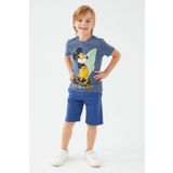 Mickey Mouse D4785-3 Lacivert Melanj Erkek Çocuk Bermuda Takım