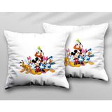 Mickey Mouse Friends Iki Adet Iki Tarafı Baskılı Yıkanabilir Yastık Kırlent Kılıfı - Krem - 43x43