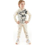 Mickey Mouse Mickey Lisanslı Erkek Çocuk Kapüşonlu Eşofman Takım 20078 - 3 Yaş - Ekru