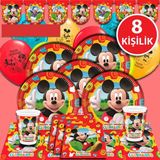 MİCKEY MOUSE MİKİ DOĞUM GÜNÜ PARTİ MALZEMELERİ SÜSLERİ SETİ 8 KİŞİLİK