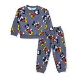 Mickie & Minnie - DISNEY Erkek Bebek Lisans Eşofman Takımı Baskılı Bisiklet Yaka Long Sleeve Lastikli Gri