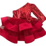 Miço Kids Kırmızı Pul Payetli Kız Çocuk Gece Elbisesi - 4 - 5 Yaş - 4BY-Kırmızı