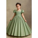 Miço Kids Kız Çocuk Prenses Abiye Yuvarlak Yaka A-Line Stil Boncuk Detaylı Özel Olay - 14 - 15 Yaş - Yeşil
