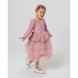 Miço Kids Payetli Peplumlu Kız Çocuk Abiye Elbise - 11 - 12 Yaş - Pembe