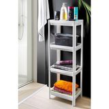 Micro 4 Katlı Mutfak Banyo Raf Ünitesi Mutfak Banyo Düzenleyici Şampuanlık Havluluk Dolap - Beyaz