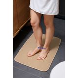 Micro Clean (1 Adet) 40x60 Cm Gri ve Bej Rengi Banyo Paspası Kaymaz Tabanlı, Su Emici, Kare Yapı
