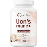 Micro Ingredients Lions Mane, 240 Veggie Capsul With L-Ergothioneine, 4 Month Supply Brain, Energy, Immune Health Support. - Aromasız