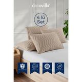 Micro Kapitone Yastık Alezi Sıvı Geçirmez 4 Lü Set Yastık Koruyucu 50X70 - Bej - 50 x 70 cm
