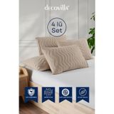 Micro Kapitone Yastık Alezi Sıvı Geçirmez 4 Lü Set Yastık Koruyucu 50x70 Bej