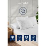 Micro Kapitone Yastık Alezi Sıvı Geçirmez 4 Lü Set Yastık Koruyucu 50X70 - Beyaz - 50 x 70 cm