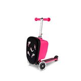 Micro Luggage Junior Velcro Işıklı Tekerlekli Katlanabilir Bavullu 3 Tekerlekli 2-6 Yaş Çocuk Scooter - Pembe