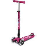 Micro Maxi Deluxe Katlanabilir LED Işıklı 3 Tekerlekli 5-12 Yaş Çocuk Scooter - Fuşya - Standart