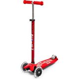 Micro Maxi Deluxe LED Işıklı 3 Tekerlekli 5+ Yaş Çocuk Scooter - Kırmızı - Standart