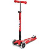 Micro Maxi Deluxe LED Işıklı Katlanabilir 3 Tekerlekli 5-12 Yaş Çocuk Scooter - Kırmızı - Standart