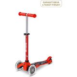 Micro Mini Minilino LED Işıklı Ayarlanabilir Gidonlu 3 Tekerlekli 1-5 Yaş Çocuk Scooter - Kırmızı - Standart