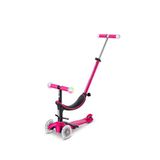 Micro Mini2grow Deluxe Magic Led Işıklı 3'ü 1 Arada 3 Tekerlekli 1-6 Yaş Çocuk Scooter - Pembe