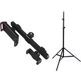 Microcase 2in1 Çift Başlıklı Ayarlanabilir 1 Telefon 1 Tablet Tutucu + 2.1 Mt Tripod - SİYAH AL5063 Siyah