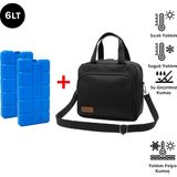 Microcase 2in1 Set Tek Kişilik Termal Çantası 6 Lt + 2 Adet 400 ml Soğutucu Buz Kasedi AL5431 - Siyah