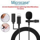 Microcase 3.5 Mm Kulaklık Girişli İphone İpad Lightning Profesyonel Yaka Mikrofonu 1.5 Mt - Al2633
