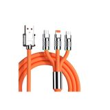 Microcase 3in1 Metal Başlıklı Type-C-Micro Usb-Lightning Uyumlu 120W 6A Hızlı Şarj Kablosu -AL4389