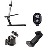 Microcase 4in1 Ürün Çekim Standı Tripod + Bluetooth Kumanda + Telefon Tutucu Başlık + 360 Döner Başlık Adaptör - SİYAH AL4811 Siyah