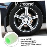 Microcase 4'lü Pilsiz Yeşil Fosforlu Sibop Kapağı AL4200 Araba Motorsiklet İçin Şık Görünüm